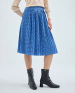 Load image into Gallery viewer, Polka Dot Pleated Midi Skirt in Blue
