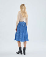 Load image into Gallery viewer, Polka Dot Pleated Midi Skirt in Blue
