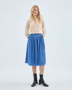 Load image into Gallery viewer, Polka Dot Pleated Midi Skirt in Blue
