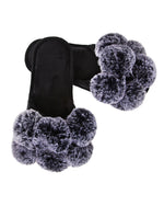 Load image into Gallery viewer, Luxe Pom Pom Open Toe Slippers in Black
