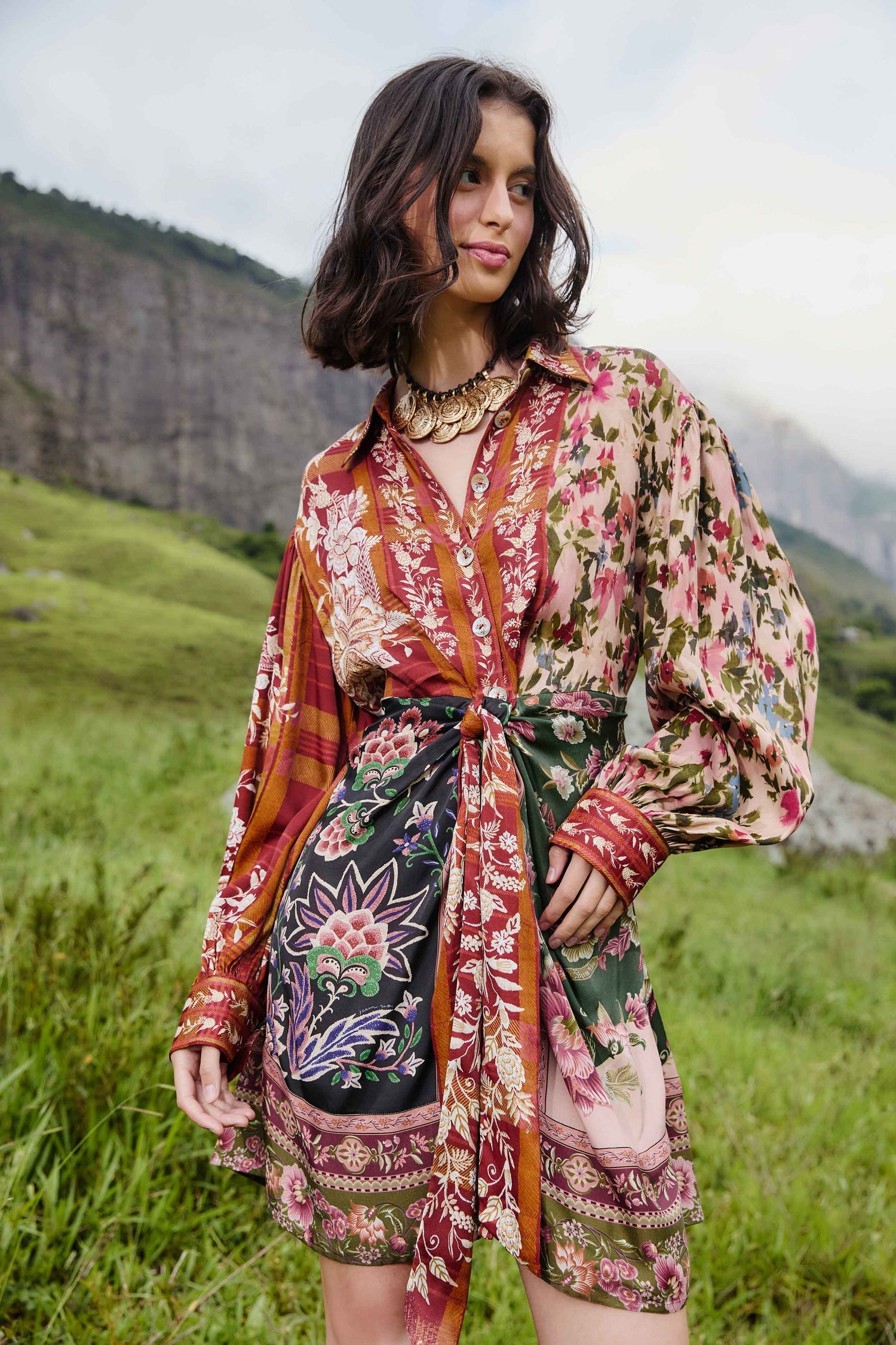 Winter Garden Mix Mini Dress in Multi