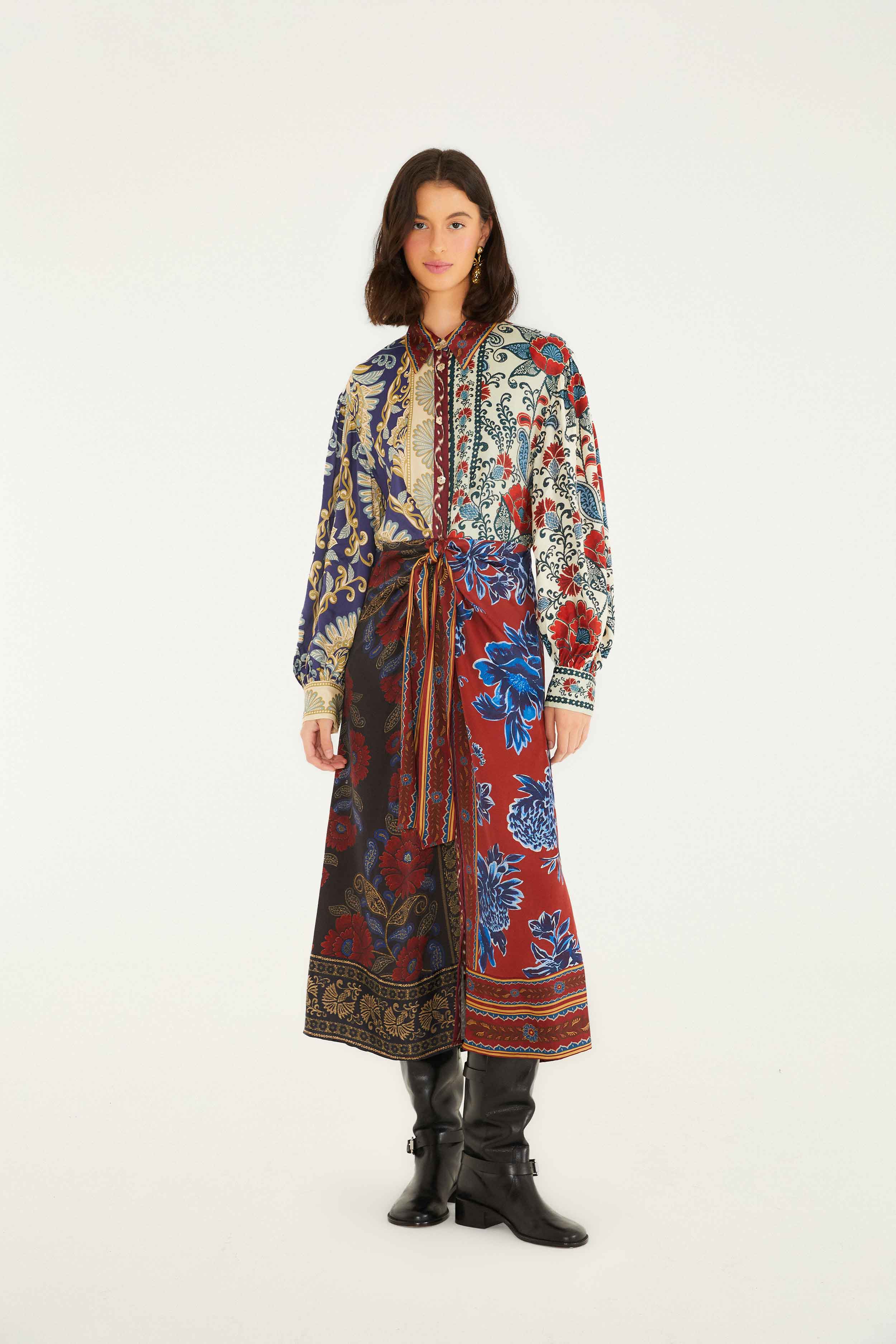 Winter Mix Midi Dress in Navy