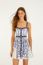 Load image into Gallery viewer, Porcelain Garden Mini Dress in Off-White
