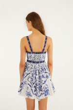 Load image into Gallery viewer, Porcelain Garden Mini Dress in Off-White
