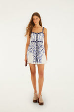 Load image into Gallery viewer, Porcelain Garden Mini Dress in Off-White
