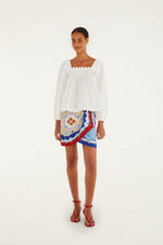 Load image into Gallery viewer, Mixed Cherry Royalty Scarf Mini Skirt in Blue
