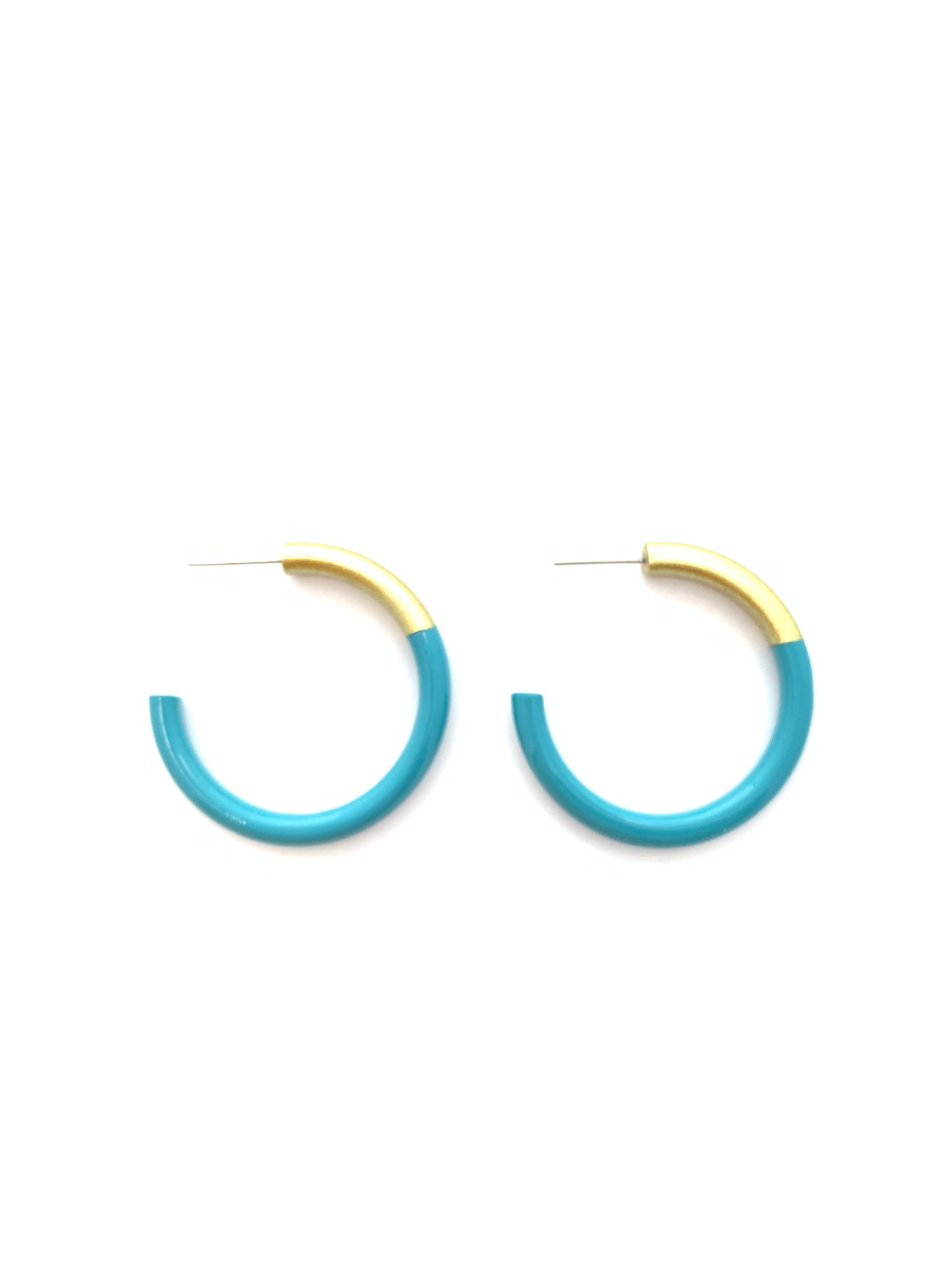 Liz Medium Hoops in Peacock Blue