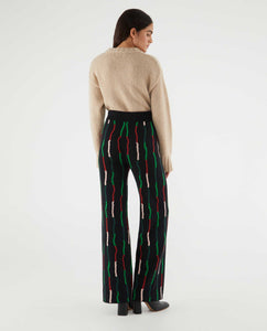Wavy Stripe Knit Pant in Black