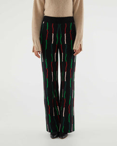 Wavy Stripe Knit Pant in Black