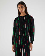 Load image into Gallery viewer, Wavy Stripe Knit Pant in Black
