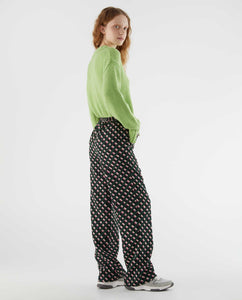 Geometric Print Wide Leg Pant in Black