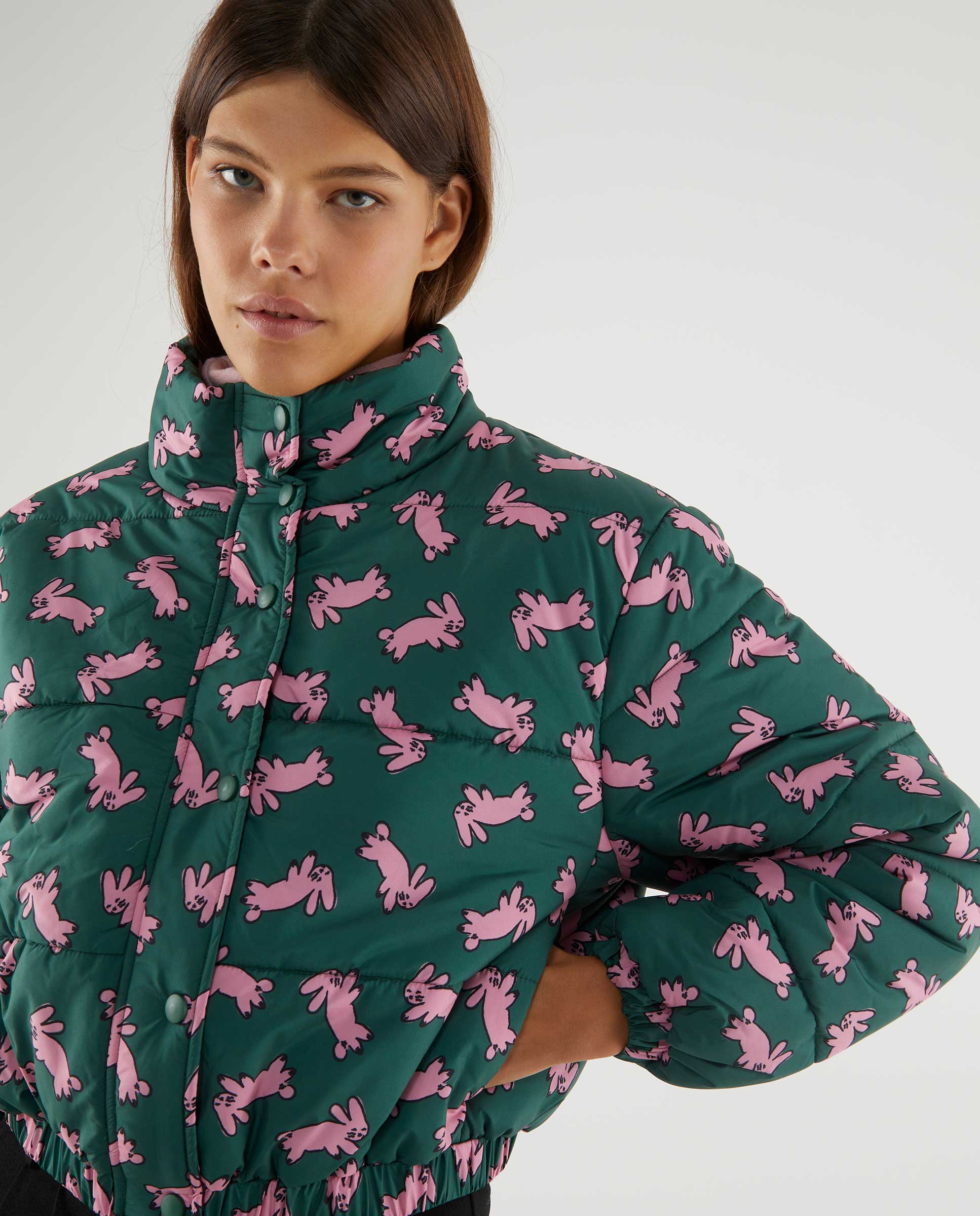 Super Bunny Puffer Jacket in Green