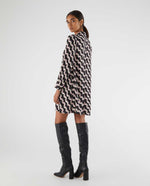 Load image into Gallery viewer, Geometric Print Shirt Dress in Black Combo

