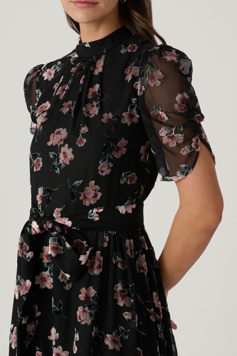 Brittany Dress in Jet/Mauve Multi