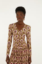 Load image into Gallery viewer, Garden Medal Jersey Blouse in Multi
