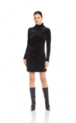 Load image into Gallery viewer, Beatrice Side Shirred Velvet Dress in Black
