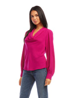 Load image into Gallery viewer, Cowl Neck Blouse in Hot Pink
