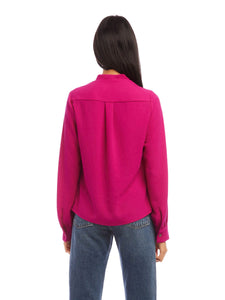 Cowl Neck Blouse in Hot Pink