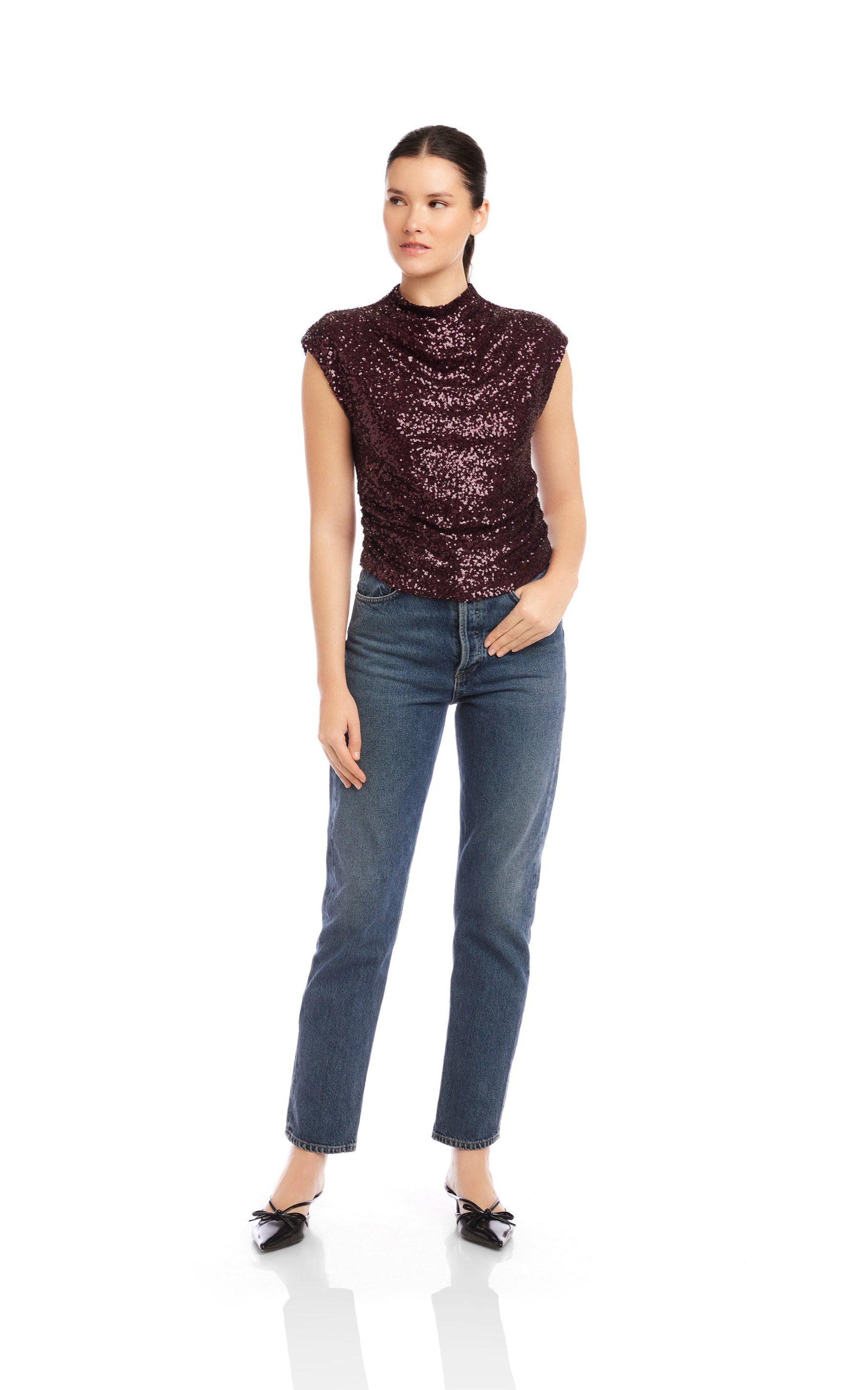 Gwennie Sequin Tank in Eggplant