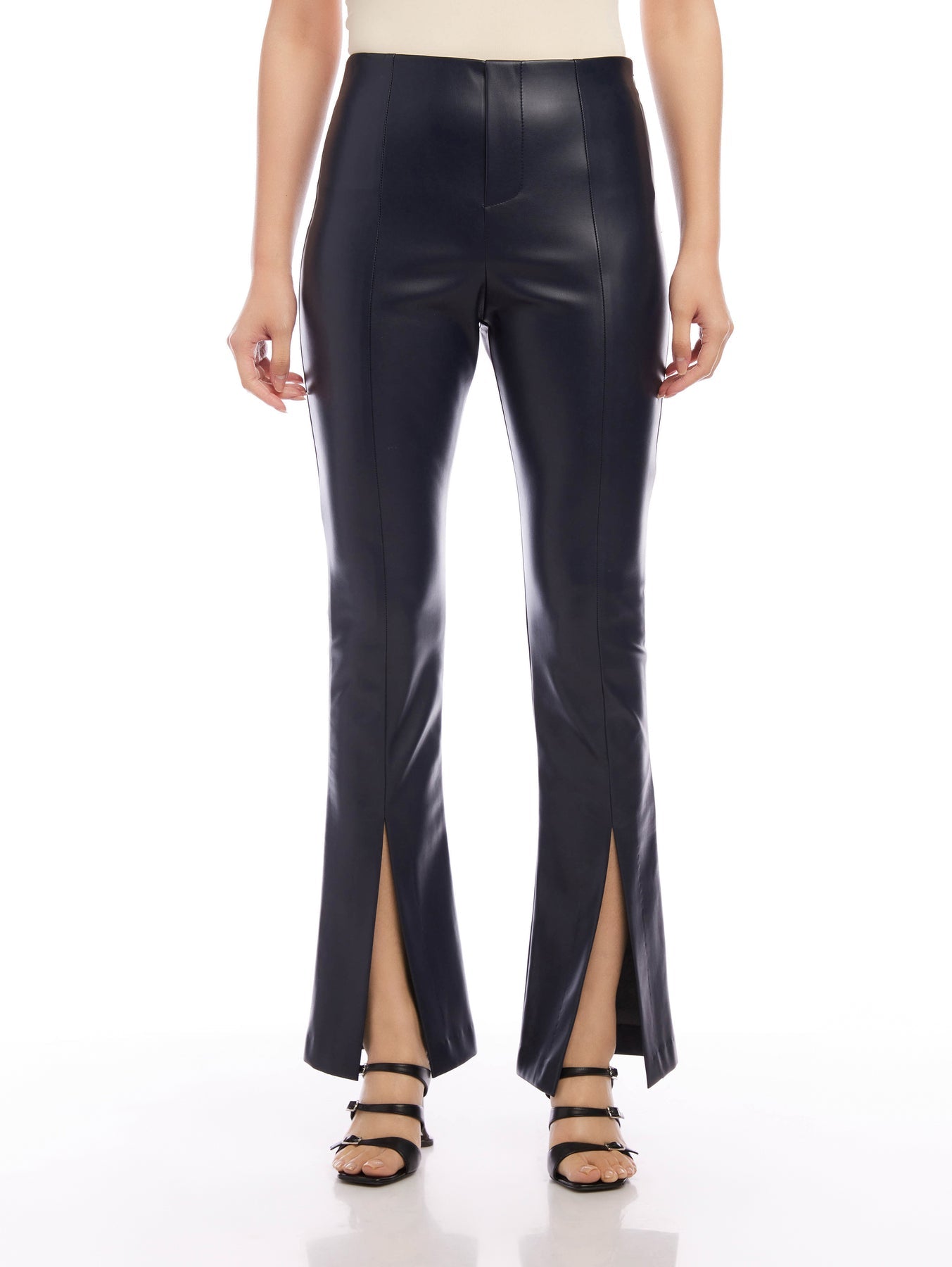 Faux Leather Pant in Navy