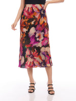 Load image into Gallery viewer, Bias Cut Midi Skirt in Floral Magenta
