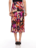 Load image into Gallery viewer, Bias Cut Midi Skirt in Floral Magenta
