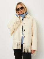 Load image into Gallery viewer, Yara Fringe Jacket in Cream

