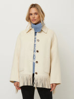Load image into Gallery viewer, Yara Fringe Jacket in Cream
