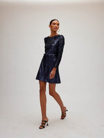 Load image into Gallery viewer, Sequin A-Line Skirt in Midnight
