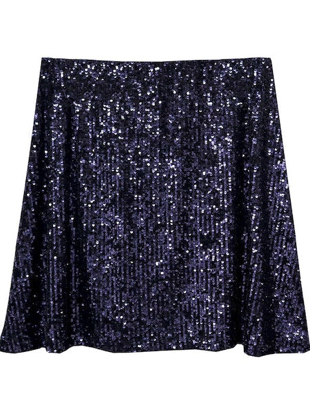 Sequin A-Line Skirt in Midnight