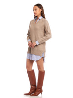 Load image into Gallery viewer, Carrie Mixed Media Sweater Dress in Wood
