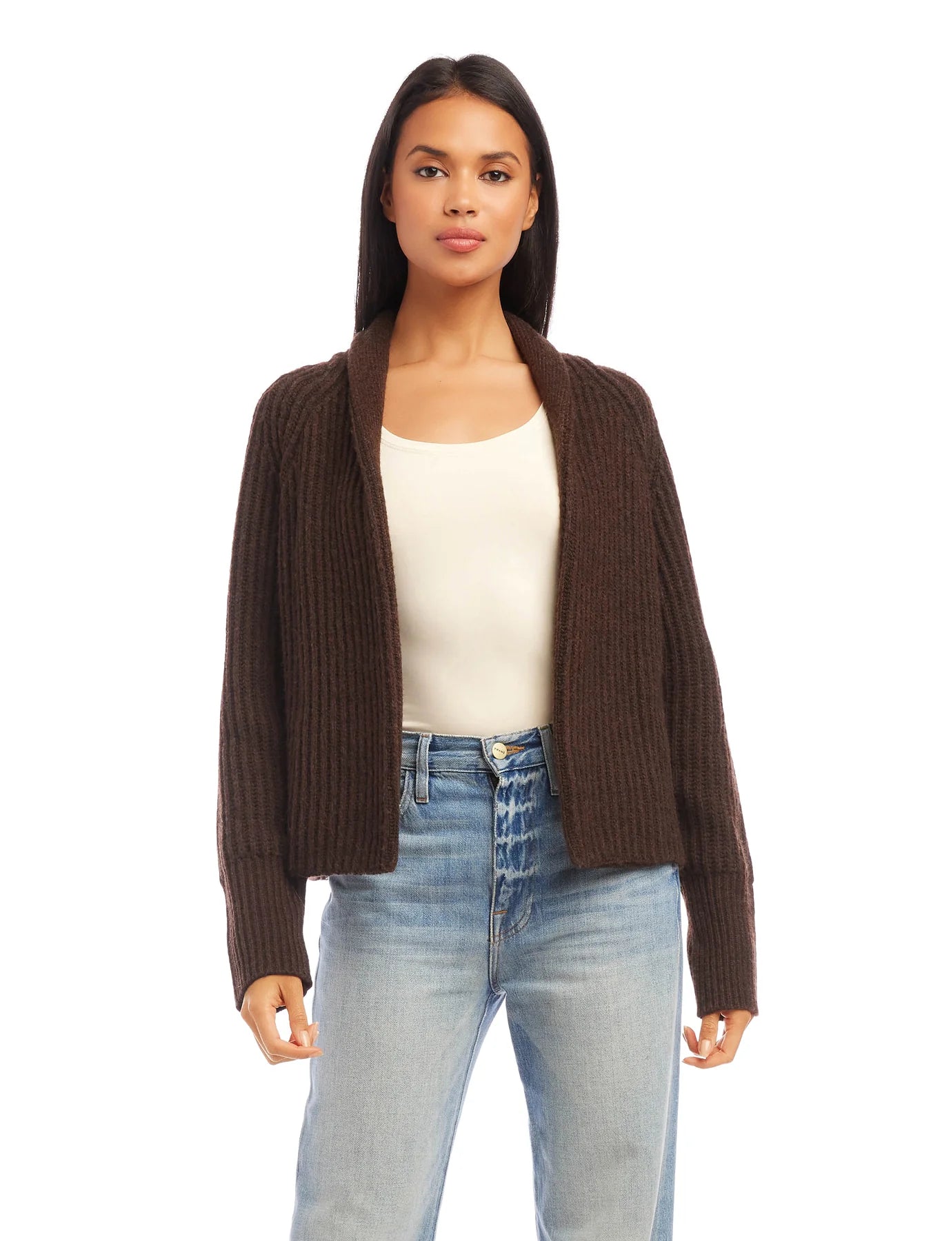 Cropped Cardigan in Brown