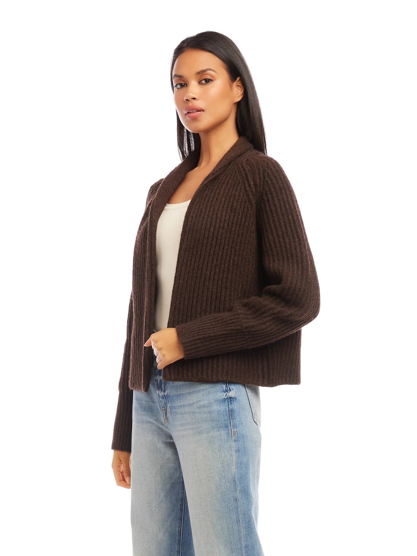 Cropped Cardigan in Brown