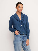 Load image into Gallery viewer, Wren Scarf Cardigan in Medium Blue
