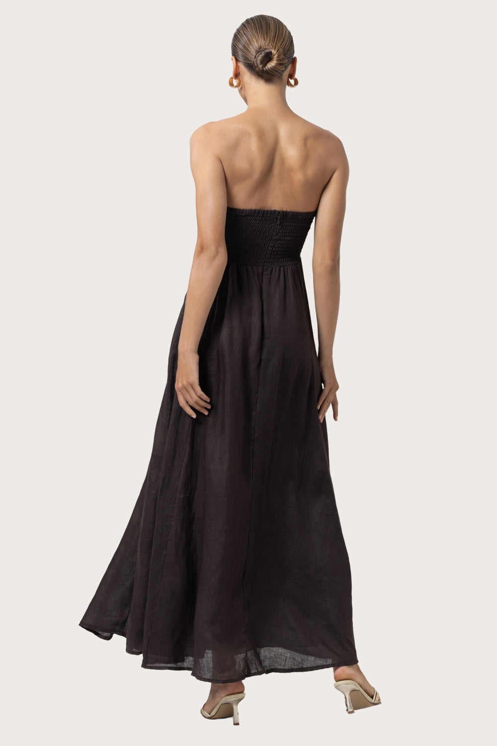 Talia Linen Dress in Coffee