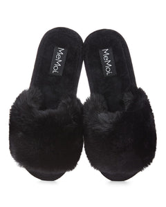 Bette Plush Slippers in Black