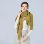Load image into Gallery viewer, Pleated Shawl With Contrasting Trim in Olive Green
