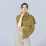 Load image into Gallery viewer, Pleated Shawl With Contrasting Trim in Olive Green
