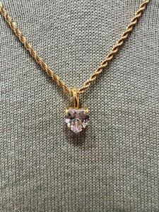 Rope Chain Heart Charm Necklace in Clear