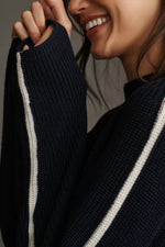 Load image into Gallery viewer, Teagan Mock Neck Sweater in Navy/Milk
