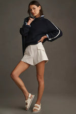 Load image into Gallery viewer, Teagan Mock Neck Sweater in Navy/Milk
