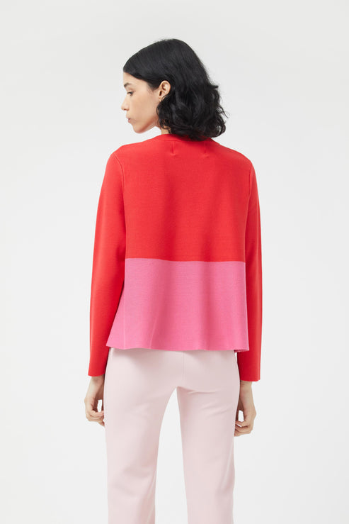 A-Line Colorblock Sweater in Red/Pink