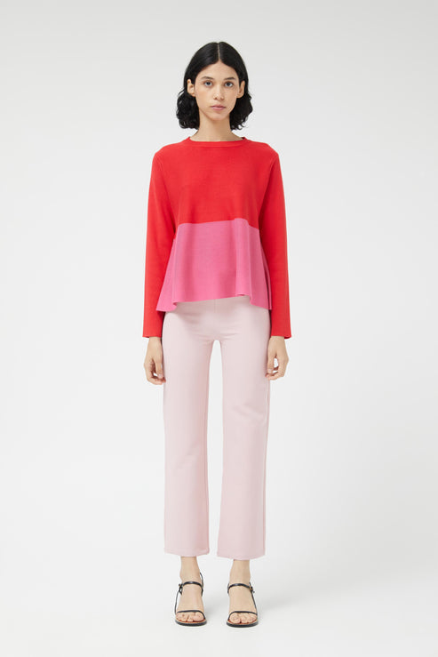 A-Line Colorblock Sweater in Red/Pink