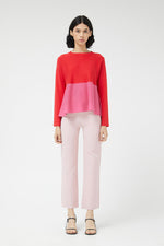 Load image into Gallery viewer, A-Line Colorblock Sweater in Red/Pink
