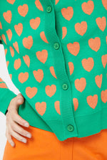Load image into Gallery viewer, Heart Print Cardigan in Green
