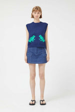 Load image into Gallery viewer, Frog Knit Vest in Navy
