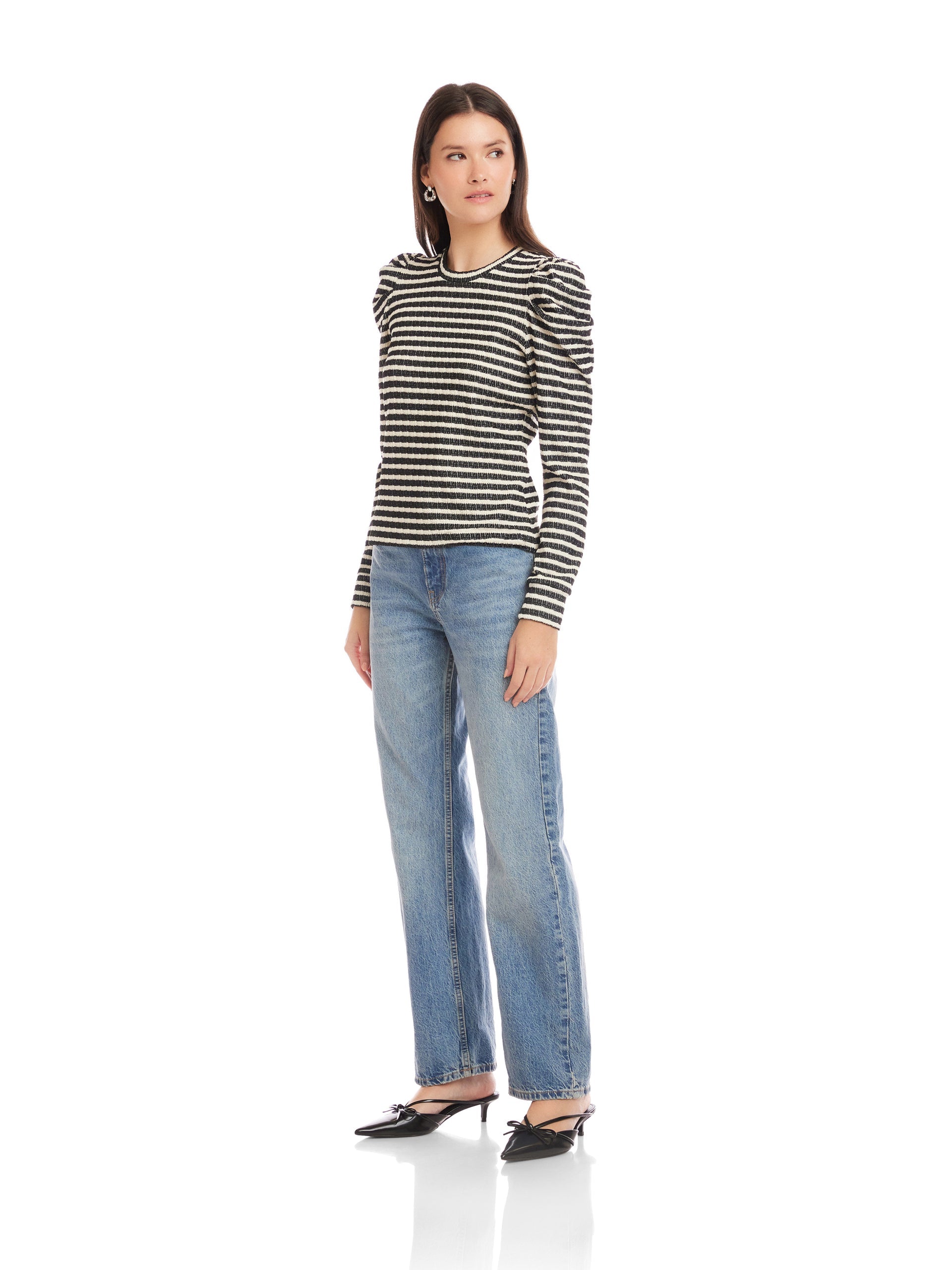 Leila Puff Sleeve Top in Stripe