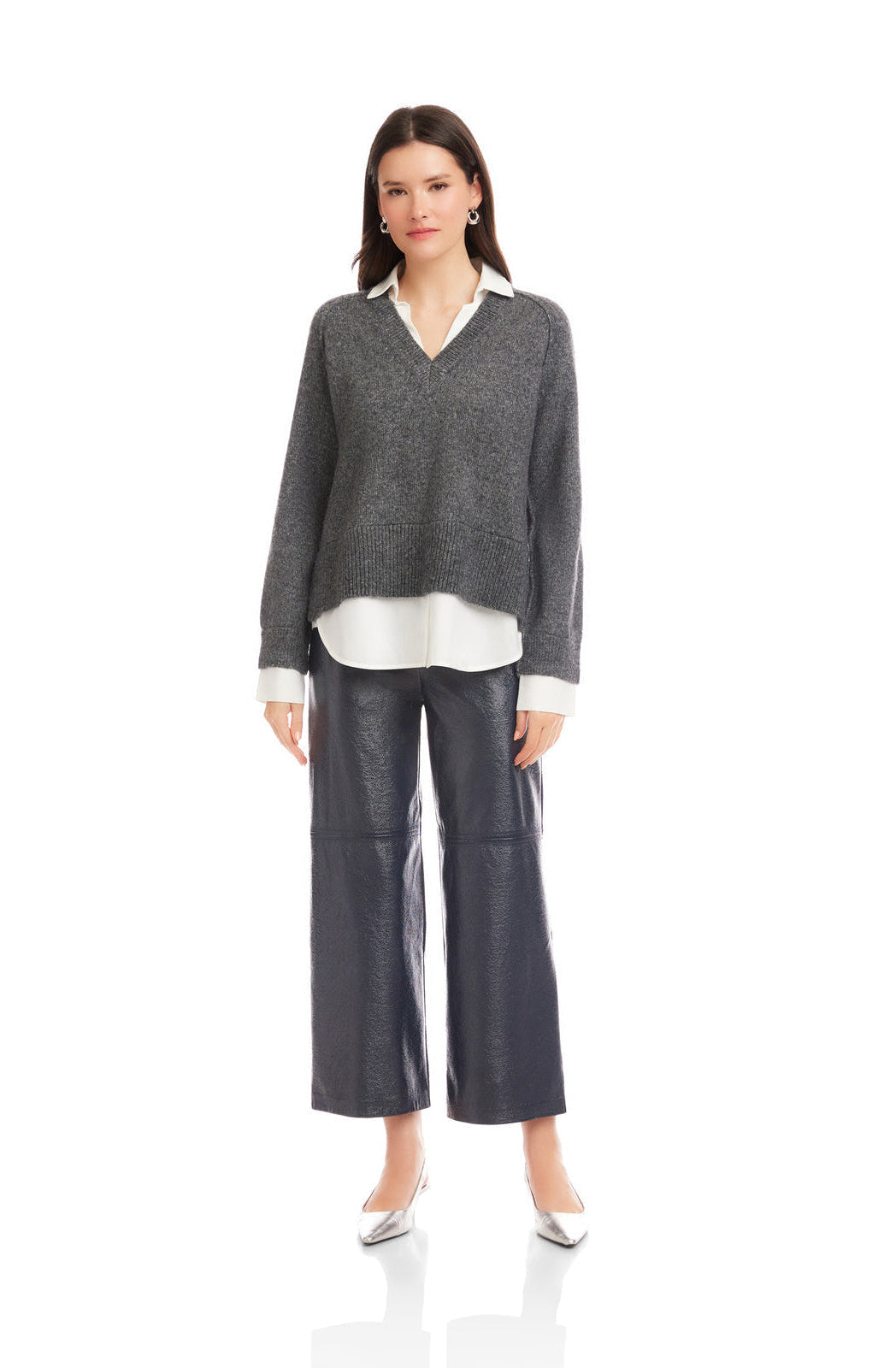 Carrie Mixed Media Sweater in Charcoal