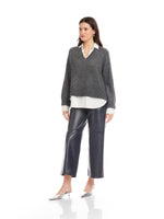 Load image into Gallery viewer, Carrie Mixed Media Sweater in Charcoal
