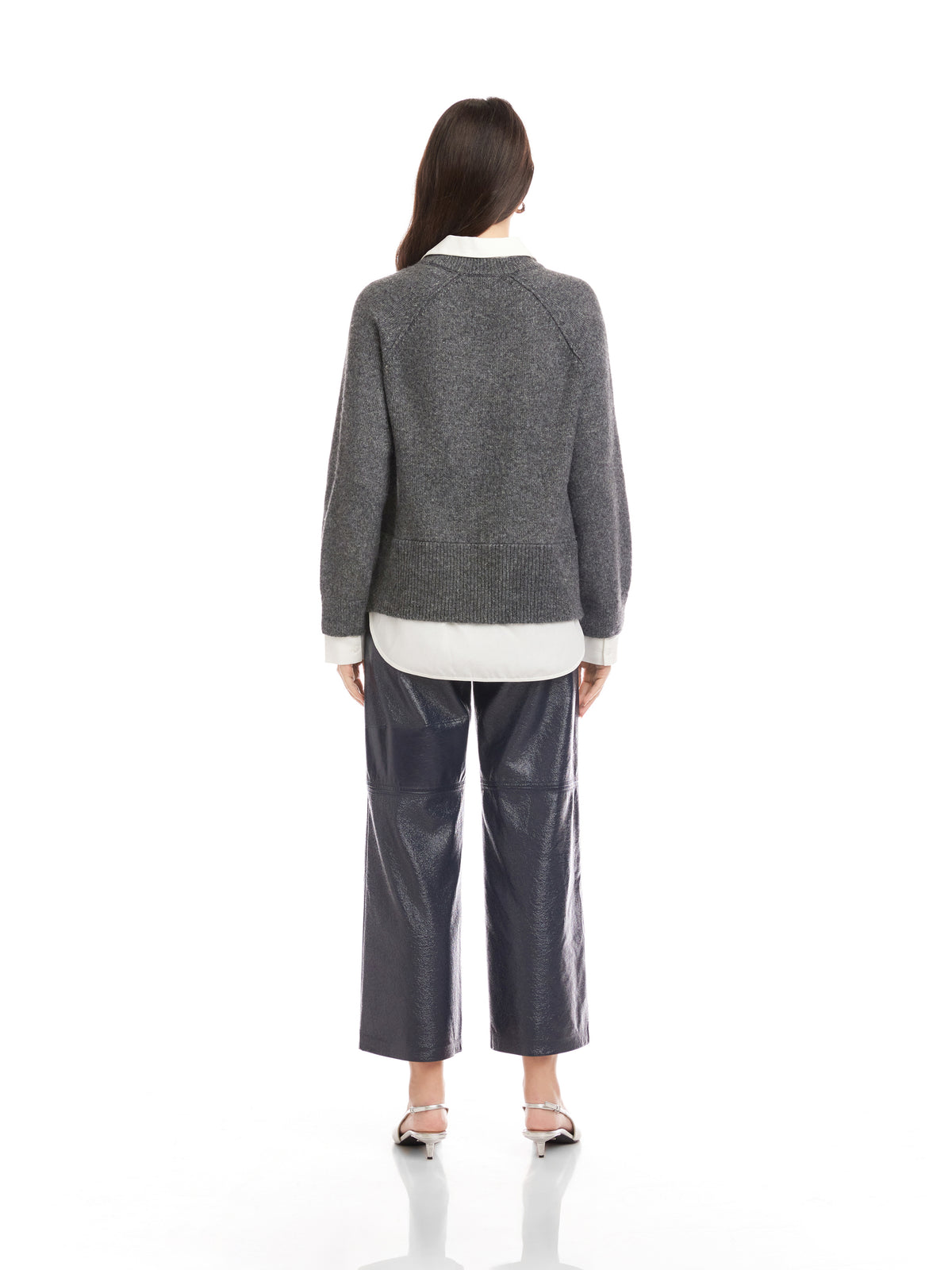 Carrie Mixed Media Sweater in Charcoal